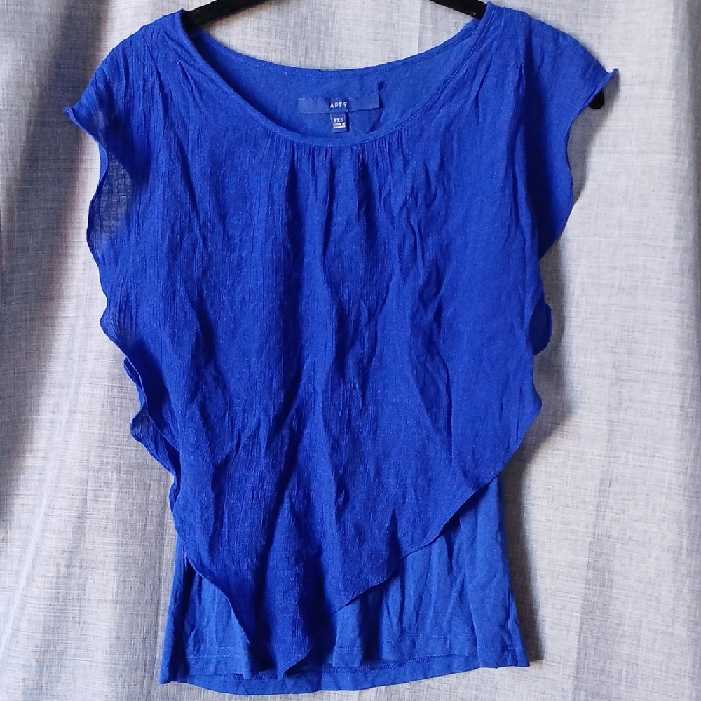 Blue Ruffled Women's Top - Picture 7 of 8